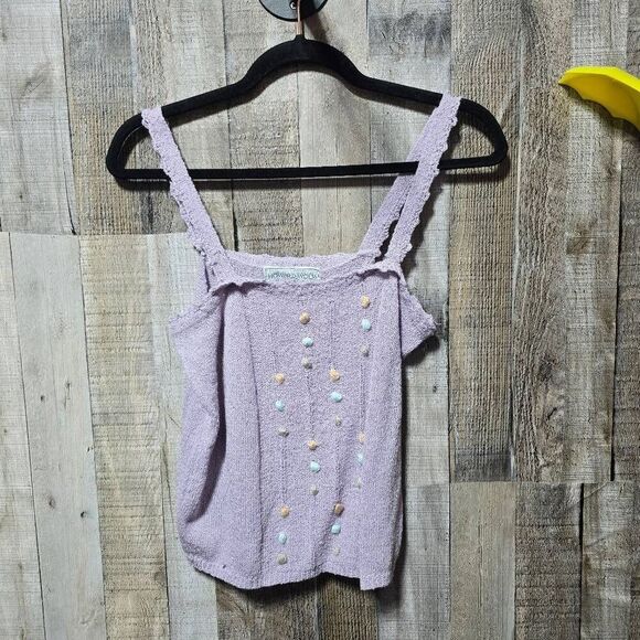 Howard Wolf Vintage 90s Purple Knit Polka Dot Tank Top - Picture 1 of 4